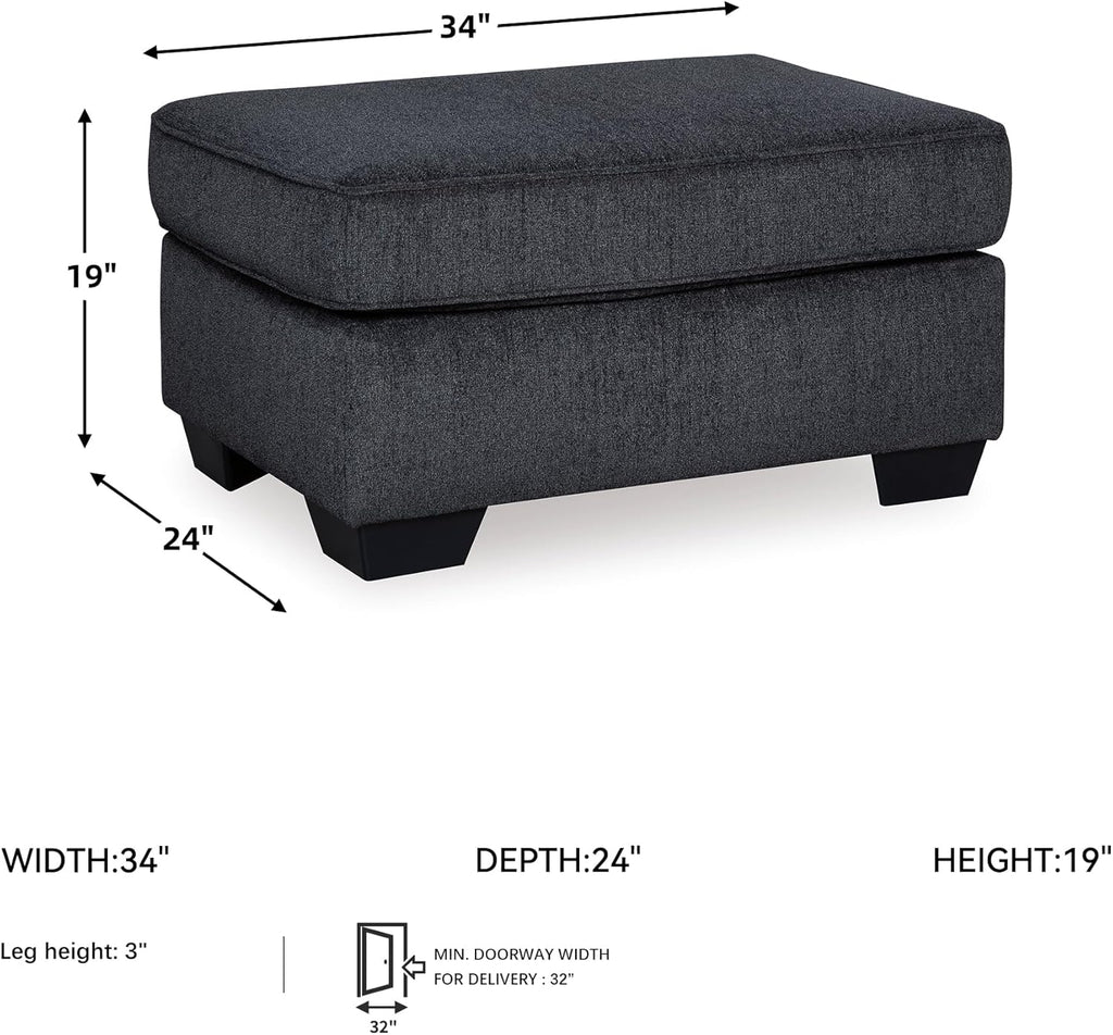 Signature Design by Ashley Altari Modern Rectangular Accent Ottoman, Dark Gray