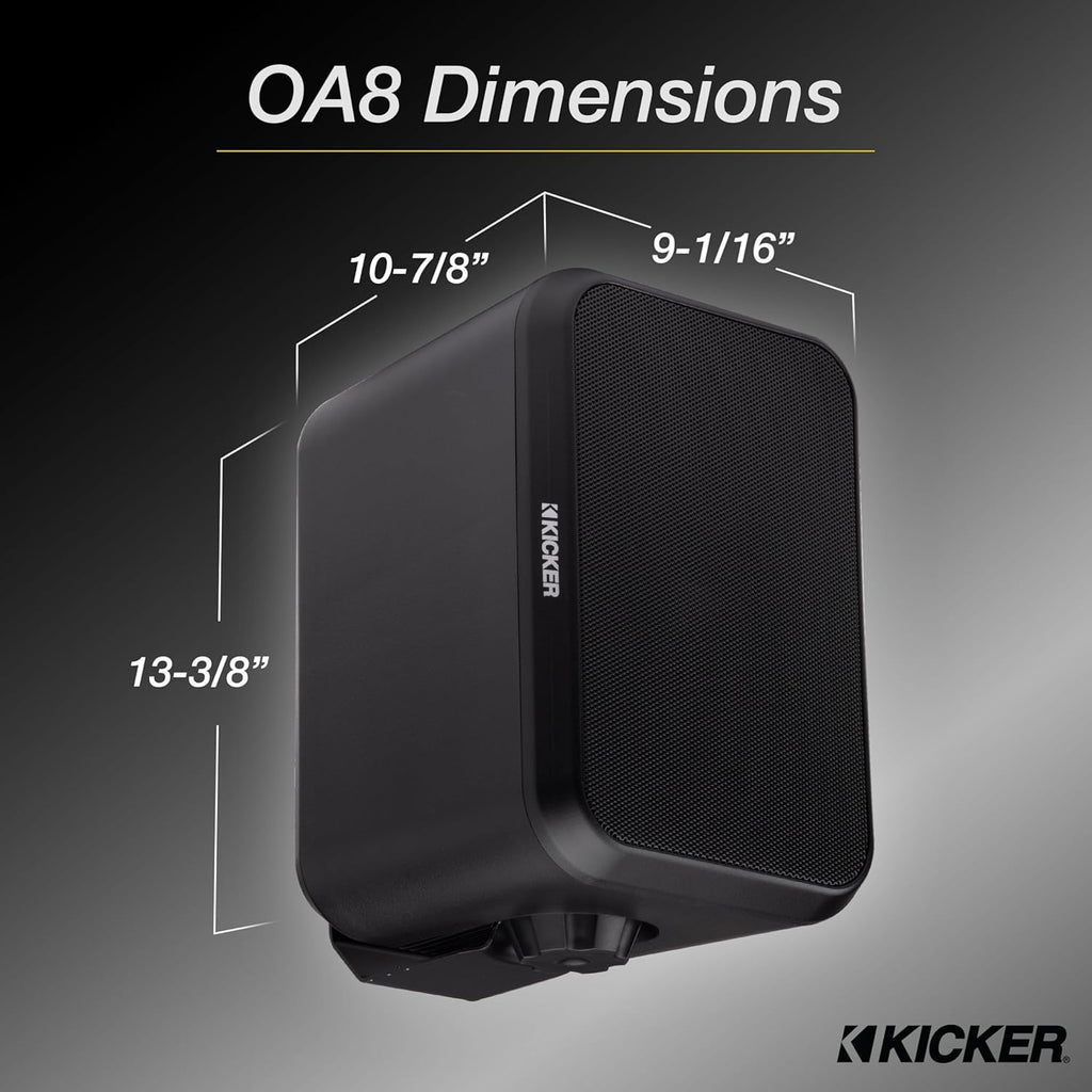 KICKER Outdoor Audio 8″ Indoor Outdoor Speakers (52OA8B) – Weatherproof, UV-Resistant Wall or Ceiling Mount Speakers with Polyethylene-Mica Woofer Black