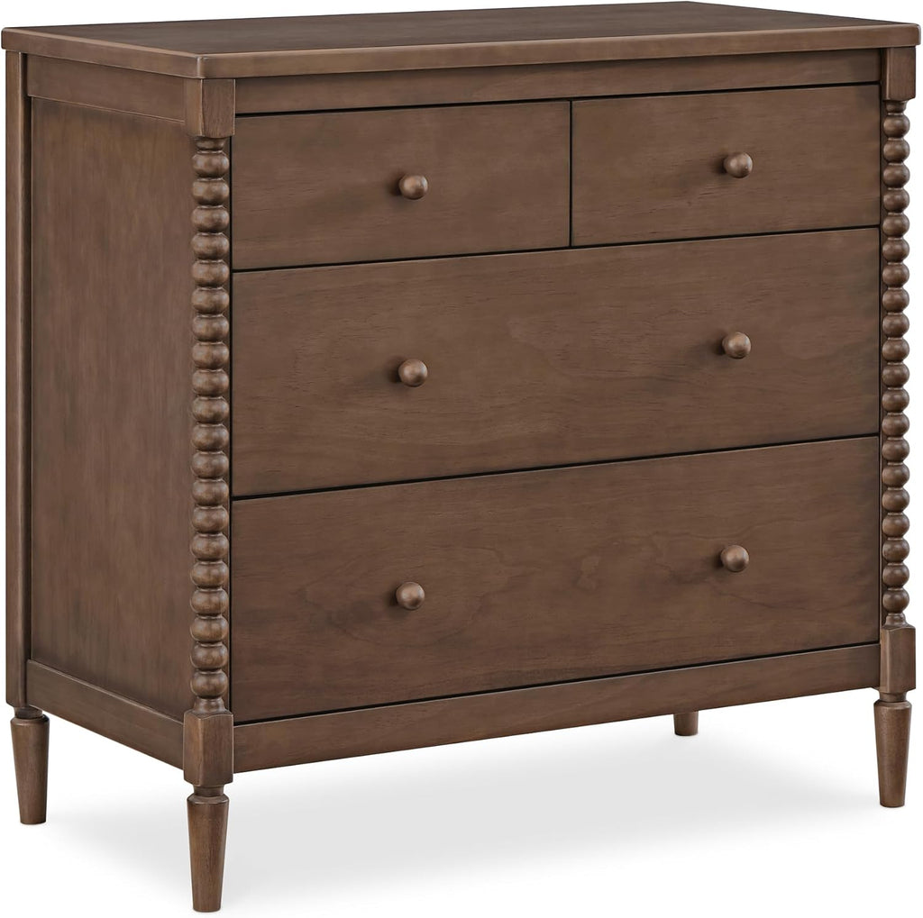 Delta Children Saint 4 Drawer Dresser with Changing Top and Interlocking Drawers, Teak Brown