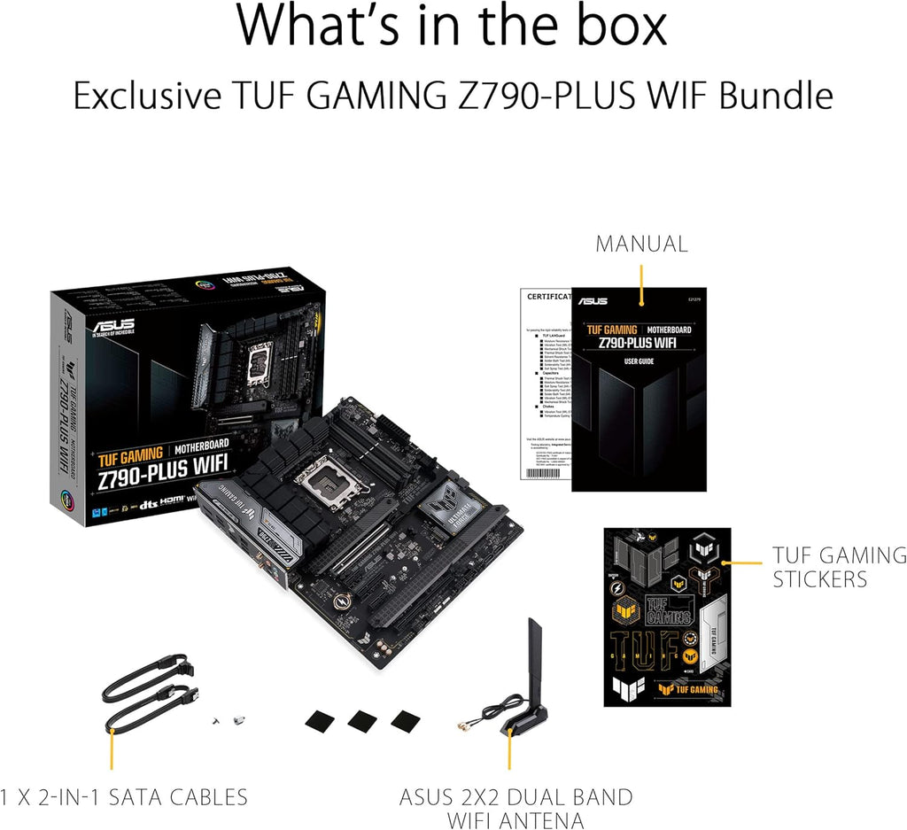 ASUS TUF Gaming Z790-Plus WiFi LGA 1700(Intel 14th,12th &13th Gen) ATX Motherboard(PCIe 5.0,DDR5,4xM.2 Slots,16+1 DrMOS,WiFi 6,2.5Gb LAN,Front USB 3.2 Gen 2 Type-C,(USB4),Aura RGB) (Renewed)