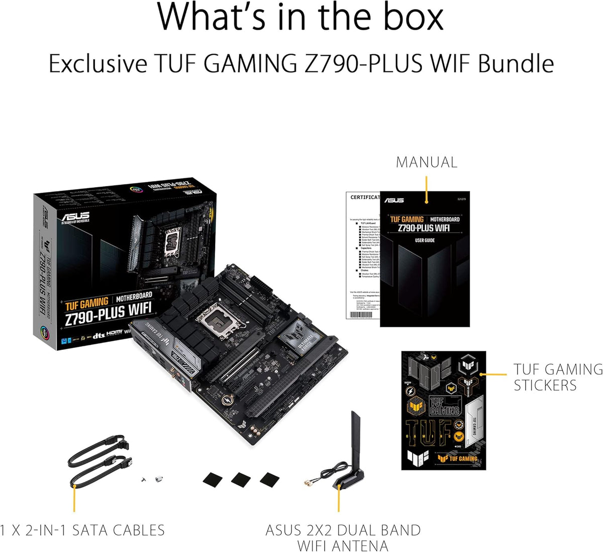 ASUS TUF Gaming Z790-Plus WiFi LGA 1700(Intel 14th,12th &13th Gen) ATX Motherboard(PCIe 5.0,DDR5,4xM.2 Slots,16+1 DrMOS,WiFi 6,2.5Gb LAN,Front USB 3.2 Gen 2 Type-C,(USB4),Aura RGB) (Renewed)