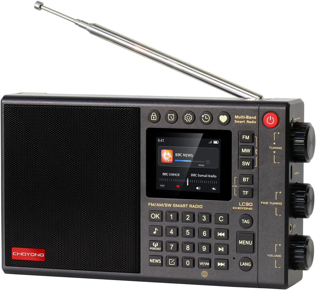 CHOYONG LC90 Internet Radio Professional Multi-Functional SmartMulti-Band WIFI/4G Global Version choyoung Portable Radio FM/LW/MW/SW/SSB Shortwave Radio Bluetooth,TFCard,All World Radios