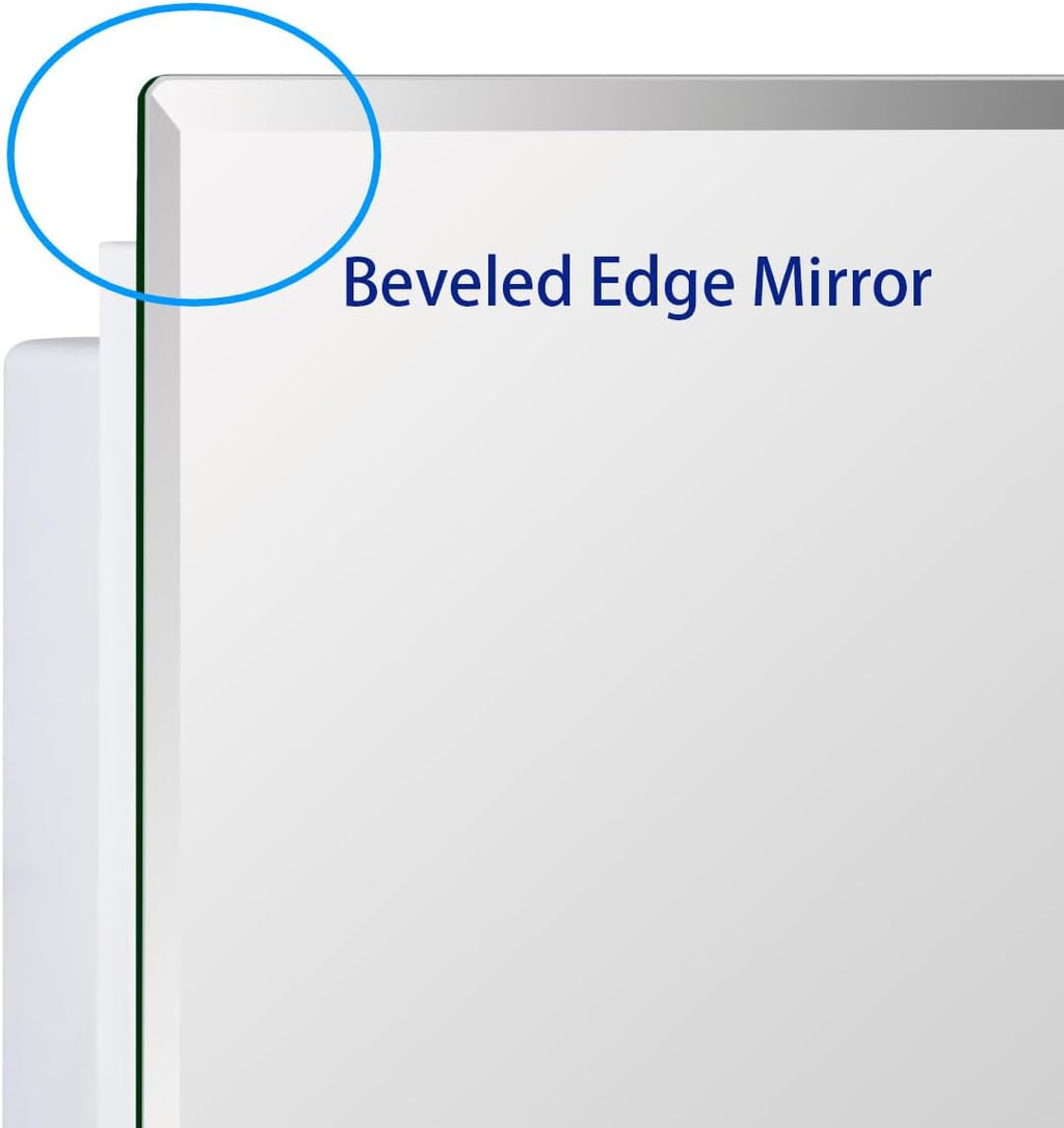 IDYLLOR Bathroom Medicine Cabinet with Beveled Edge Mirrored Door 20 x 26 inch, Recessed or Surface Mount, with Adjustable Glass Shelves