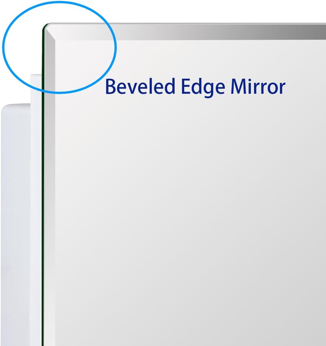 IDYLLOR Bathroom Medicine Cabinet with Beveled Edge Mirrored Door 20 x 26 inch, Recessed or Surface Mount, with Adjustable Glass Shelves