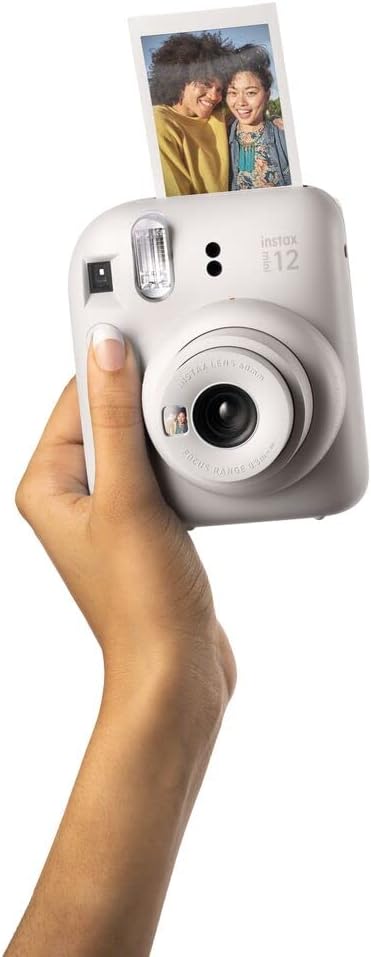 Fujifilm Instax Mini 12 Instant Camera Bundle with Fujifilm Instax Mini Instant Film Value Pack (60 Sheets) with Accessories Including Protective Case, Strap, Photo Album (Clay White)
