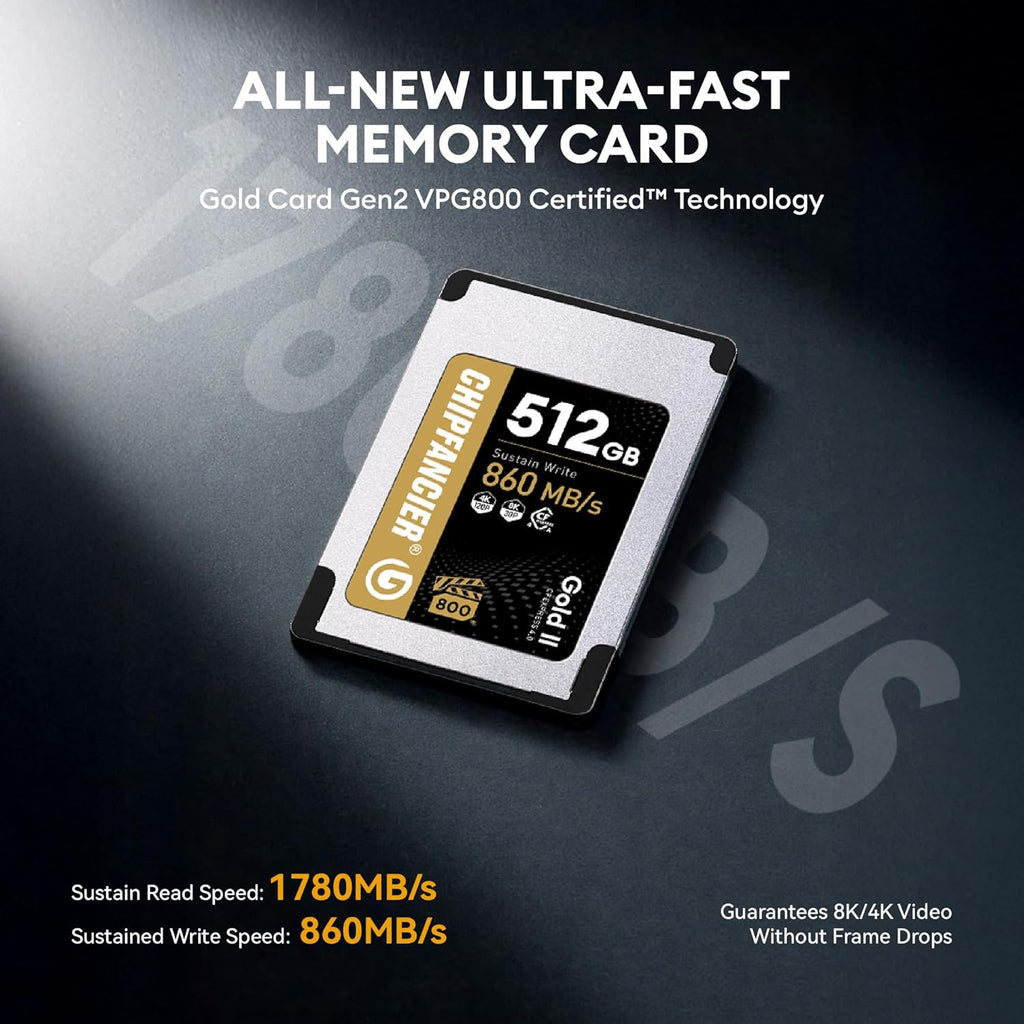 Gold II 512GB CFexpress 4.0 Type A Card VPG800 Certified Sustained Read 1780MB/s & Write 860MB/s for Photographers & Videographers - Sony Alpha FX RAW 8K/12K Video