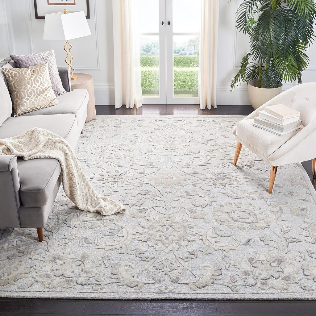 SAFAVIEH Glamour Collection Area Rug - 9' x 12', Light Blue & Ivory, Handmade Wool, Ideal for High Traffic Areas in Living Room, Bedroom (GLM624L)