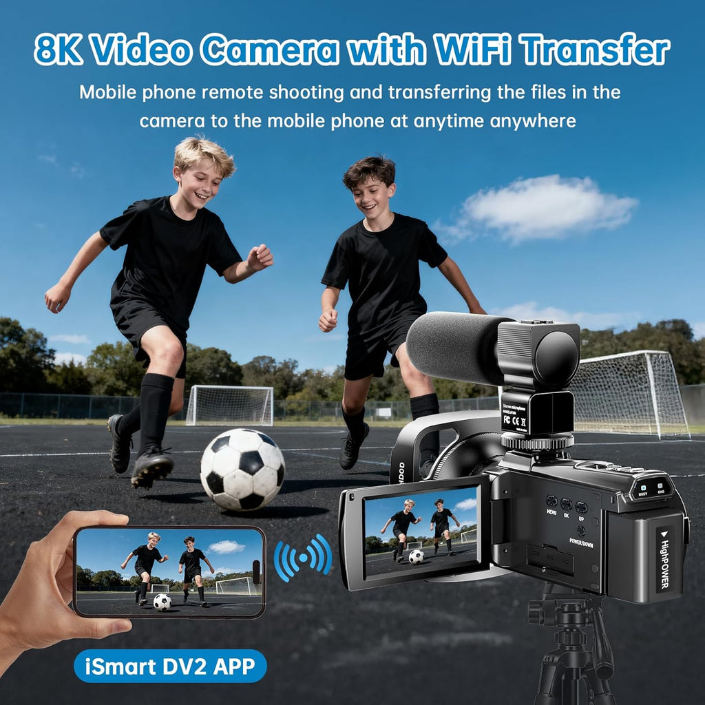 8K Video Camera Camcorder Latest 88MP Ultra HD Video Cameras WiFi Vlogging Camera for YouTube 18X Digital Video Cameras with Microphone 6-Axis Anti-Shake IR Night Vision Video Recorder