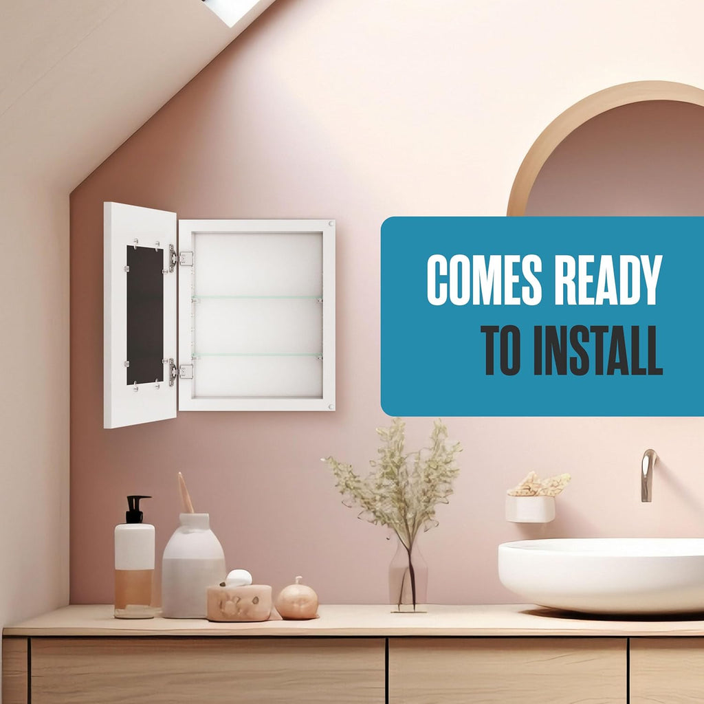 Houseables Medicine Cabinet No Mirror, Recessed Medicine Cabinet, Hidden in Wall Niche, Without Mirror, Picture Frame, Concealed, Built in, Between Stud Shelf Insert, Bathroom Storage, 12x15 (14x17)