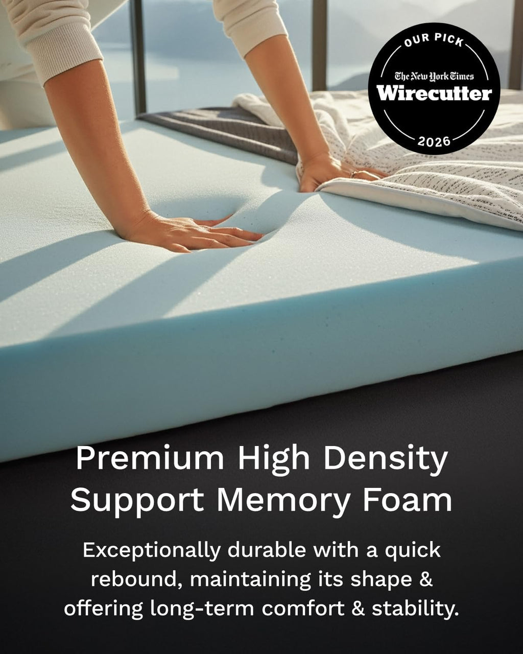 ViscoSoft 3 Inch Memory Foam Mattress Topper Twin - Select High Density Ventilated Mattress Pad - Removable Premium Rayon Cover