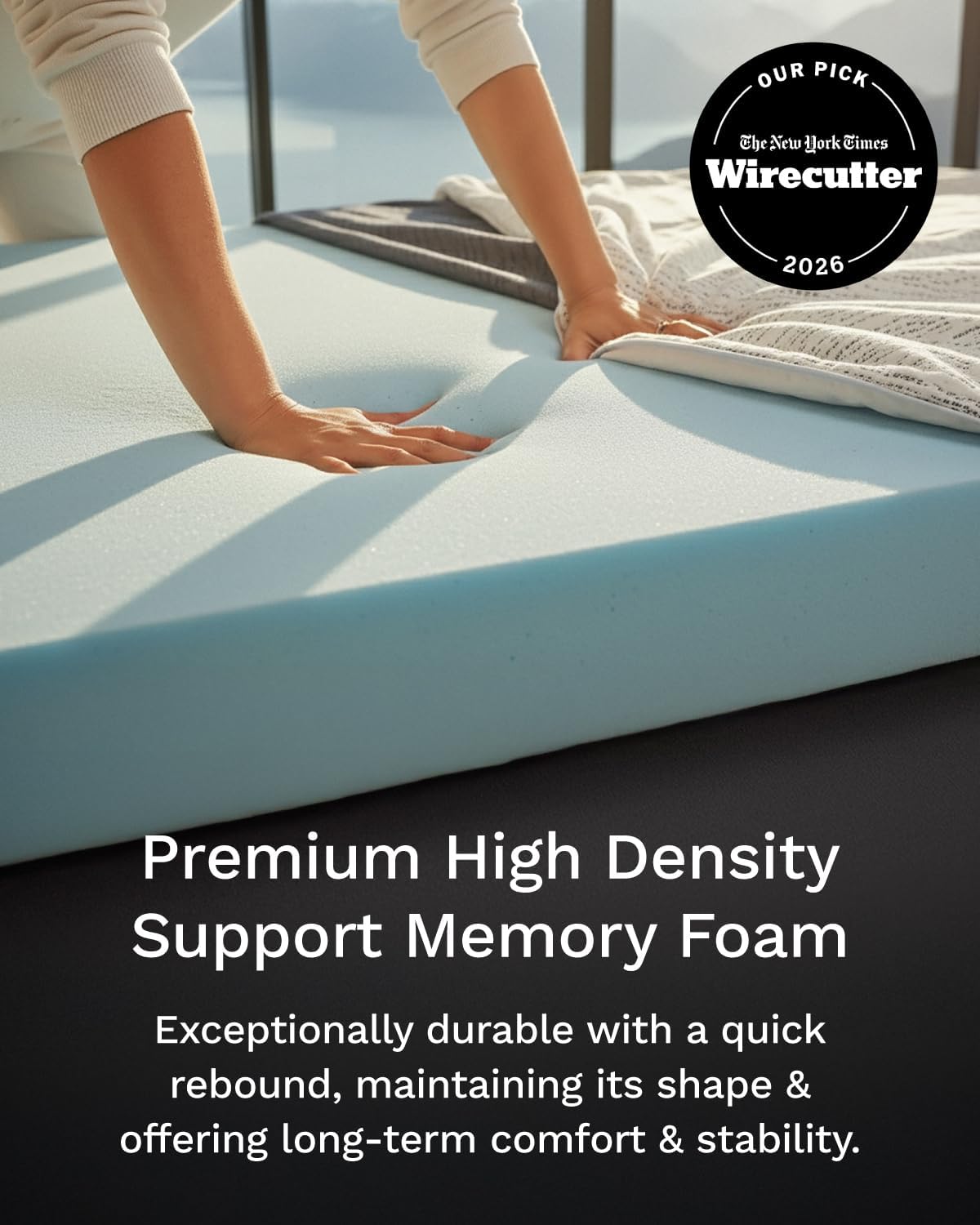 ViscoSoft 2 Inch Memory Foam Mattress Topper Cal King - Select High Density Ventilated Mattress Pad - Premium Removable Rayon Cover