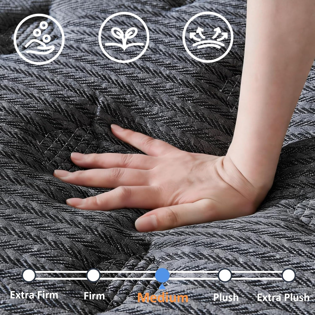Queen Size Mattress 12 inch, Hybrid Mattress in a Box, Individually Pocket Springs, Medium Firm Feel for Pressure Relief, Breathable Comfort, CertiPUR-US Certified