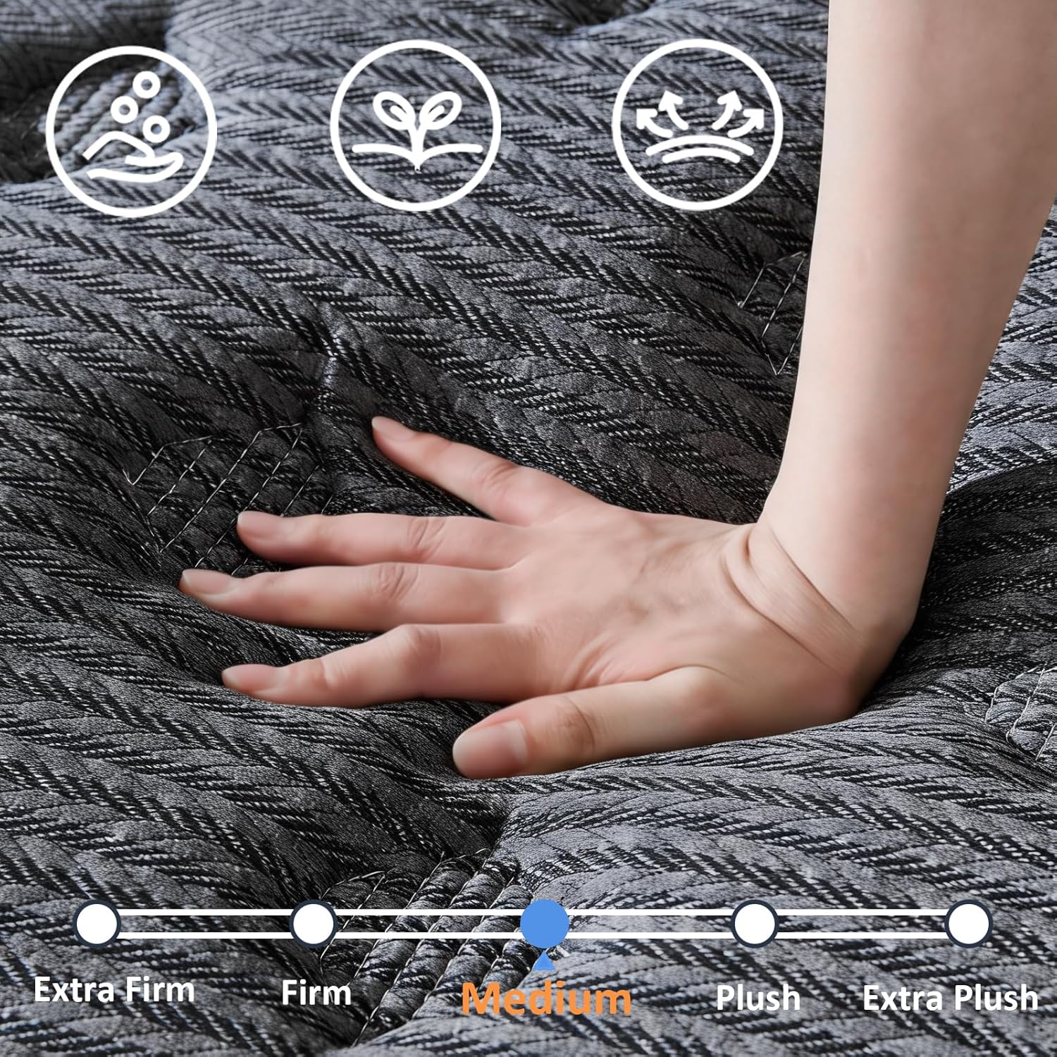 Queen Size Mattress 12 inch, Hybrid Mattress in a Box, Individually Pocket Springs, Medium Firm Feel for Pressure Relief, Breathable Comfort, CertiPUR-US Certified