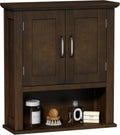 ChooChoo Wood Wall Cabinet with Doors, Medicine Cabinet with Adjustable Shelves Over The Toilet, Rustic Cabinet Wall Mounted for Bathroom, Kitchen, Living Room, Walnut