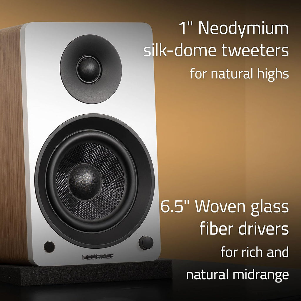 Fluance RT81+ Elite Vinyl Turntable (White) and Ai61 6.5" Stereo Bookshelf Speakers (Lucky Bamboo) Bundle: High Fidelity Sound, Detailed Audio Reproduction, Seamless Integration