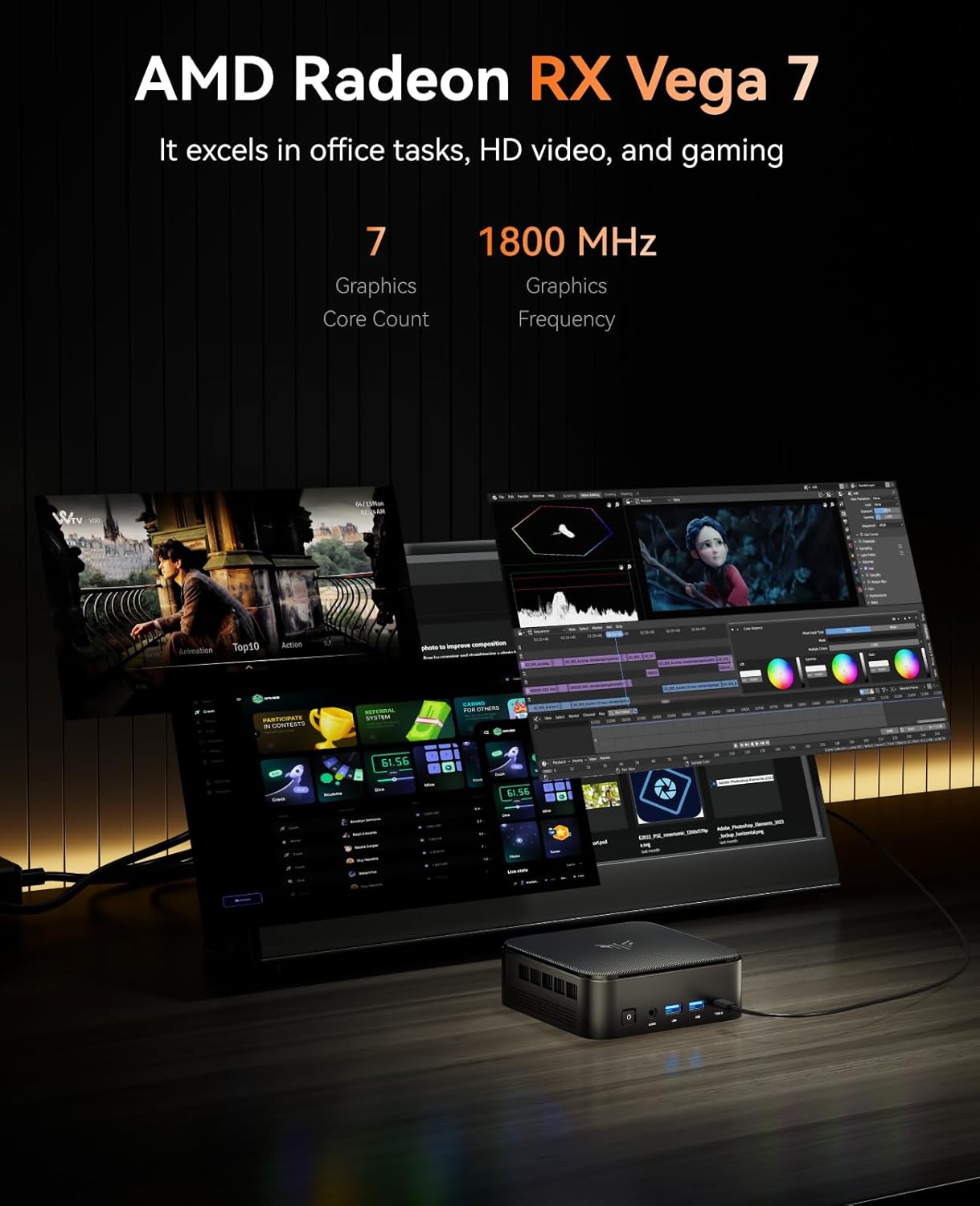 KAMRUI E3B Mini PC with AMD Ryzen 5 7430U (Beat 5500U, up to 4.3GHz), 16GB DDR4 512GB M.2 SSD Mini Computer, Mini Gaming PC with USB Type-C Supports Triple 4K Display, WiFi 6, BT 5.2