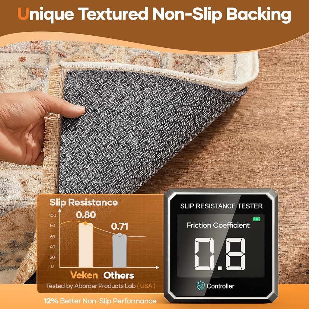 Veken Non Slip Cushioned Rug Pad Gripper 9 x 12 Ft, Felt and Silicone Backing, 1/4 inch Thick Carpet Liner for Hardwood Floors and Finishes, Under Area Rugs Anti Skid Mat, Keep Rugs Safe and in Place