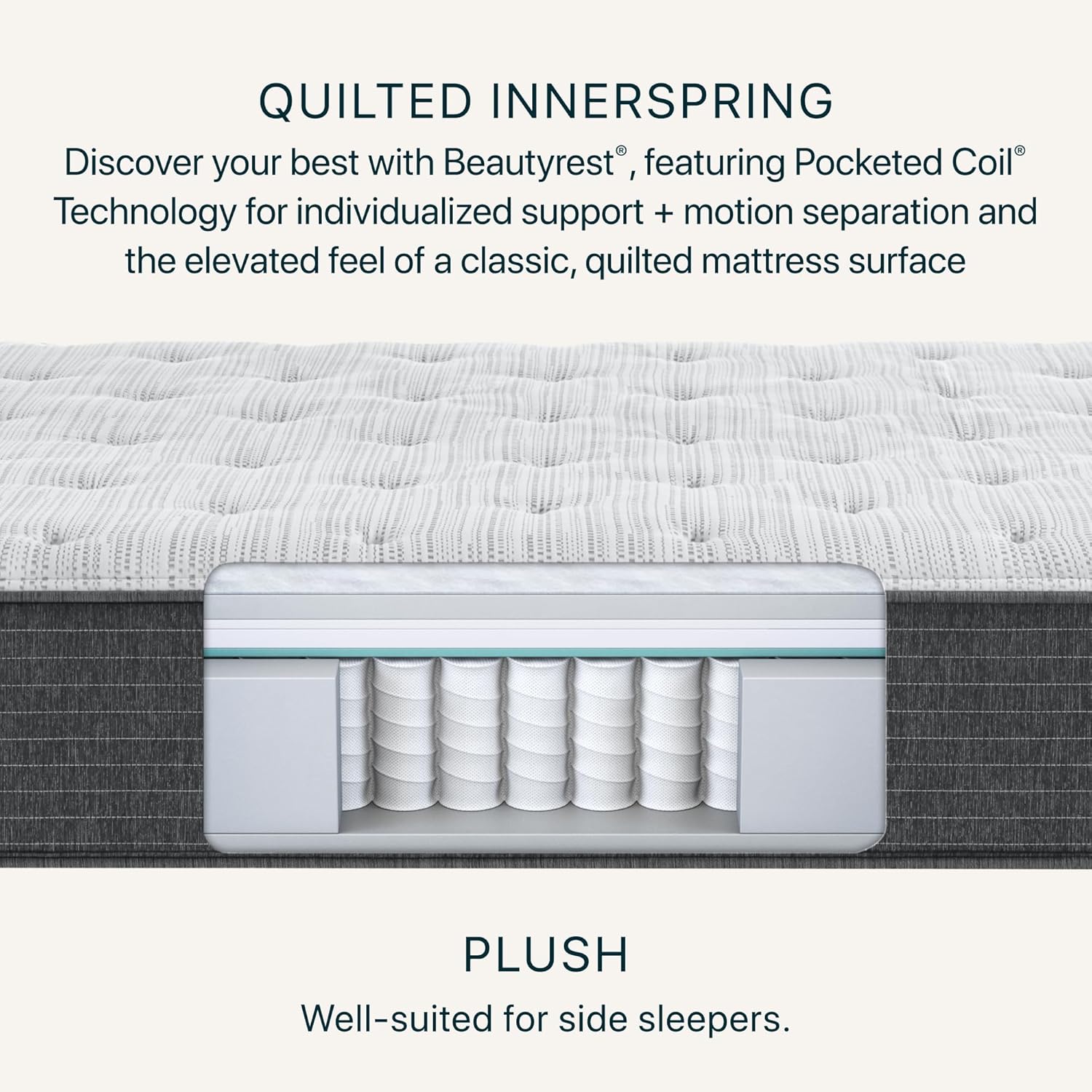 Beautyrest Silver BRS900 12.25” Plush Queen Mattress, Cooling Technology, Supportive, CertiPUR-US, 100-Night Sleep Trial, 10-Year Limited Warranty , White