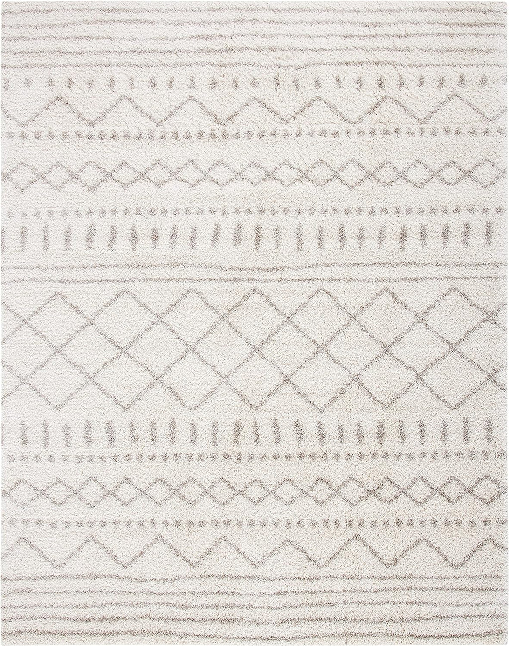 SAFAVIEH Area Rug 8x10 - Arizona Shag Collection - Large - Ivory & Beige, Moroccan Boho Design, Non-Shedding & Easy to Clean, Ideal for Living Room, Bedroom, Dining Space (ASG741A)