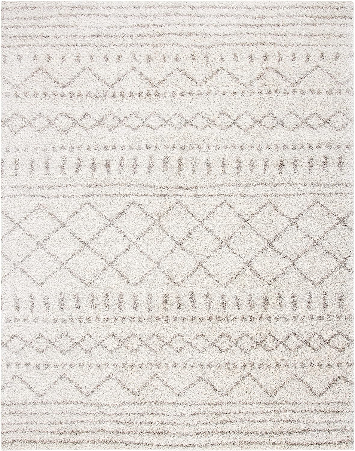 SAFAVIEH Area Rug 8x10 - Arizona Shag Collection - Large - Ivory & Beige, Moroccan Boho Design, Non-Shedding & Easy to Clean, Ideal for Living Room, Bedroom, Dining Space (ASG741A)