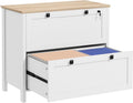 HOMCOM 2 Drawer File Cabinet with Lock, Lateral Filing Cabinet with Keys and Adjustable Hanging Bar for Letter, A4 and Legal Size for Home Office, White