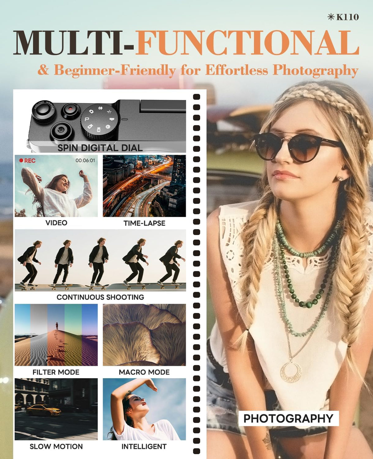 64MP Digital Cameras for Photography 5K - 18X Zoom Autofocus, 3” 180° Screen Flips, Anti-Shake, 32GB Card & 2 Batteries, Vlogging Camera for Travel YouTube NBDDIGITAL (Black)