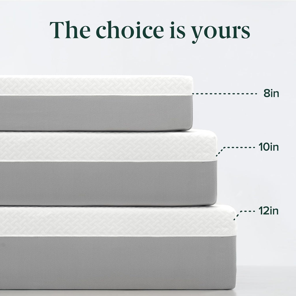 Zinus 12 Inch Green Tea Essential Memory Foam Mattress New Version, Queen, Fiberglass Free, Medium Feel, Breathable Airflow Memory Foam, Certified Safe Foams & Fabric, Mattress in A Box