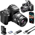 4K Digital Camera for Photography with WiFi, 10X Optical Zoom Vlogging Camera for YouTube 64MP Autofocus Compact Camera with 64GB SD Card 2 Batteries, USB Card Reader & Charging Stand Videorecorders