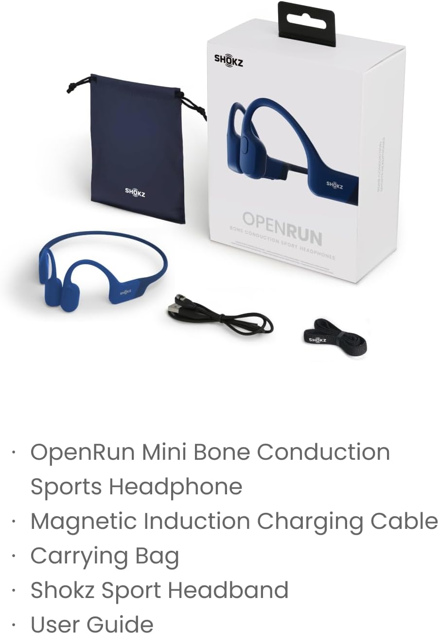 SHOKZ OpenRun Mini (AfterShokz Aeropex Mini) -Bone Conduction Open-Ear Bluetooth Sport Headphones (Renewed)