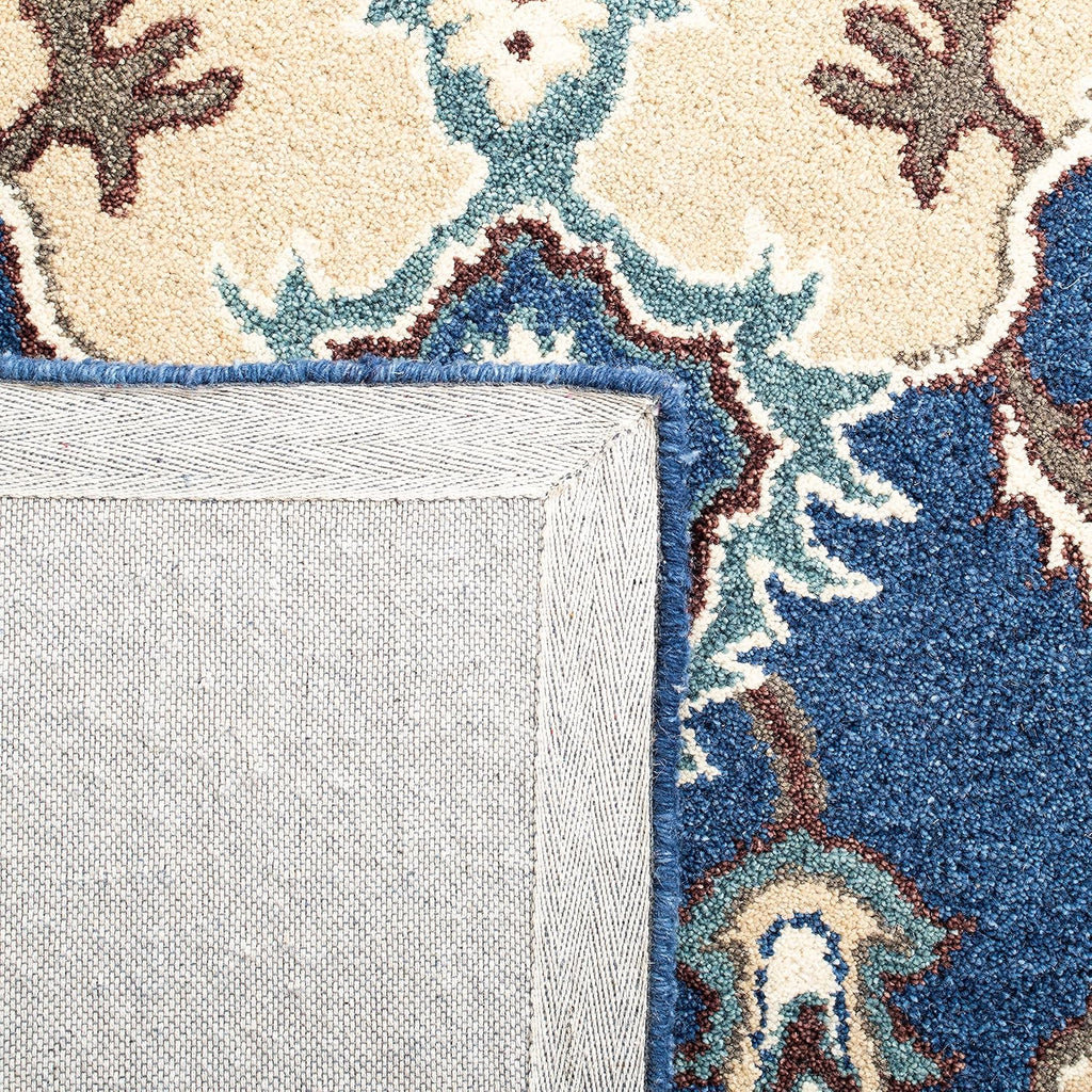 SAFAVIEH Area Rug 8x10 - Antiquity Collection - Large - Blue & Ivory, Handmade Wool, Traditional Design, Ideal for Living Room, Bedroom, Office, Dining Space (AT520M)