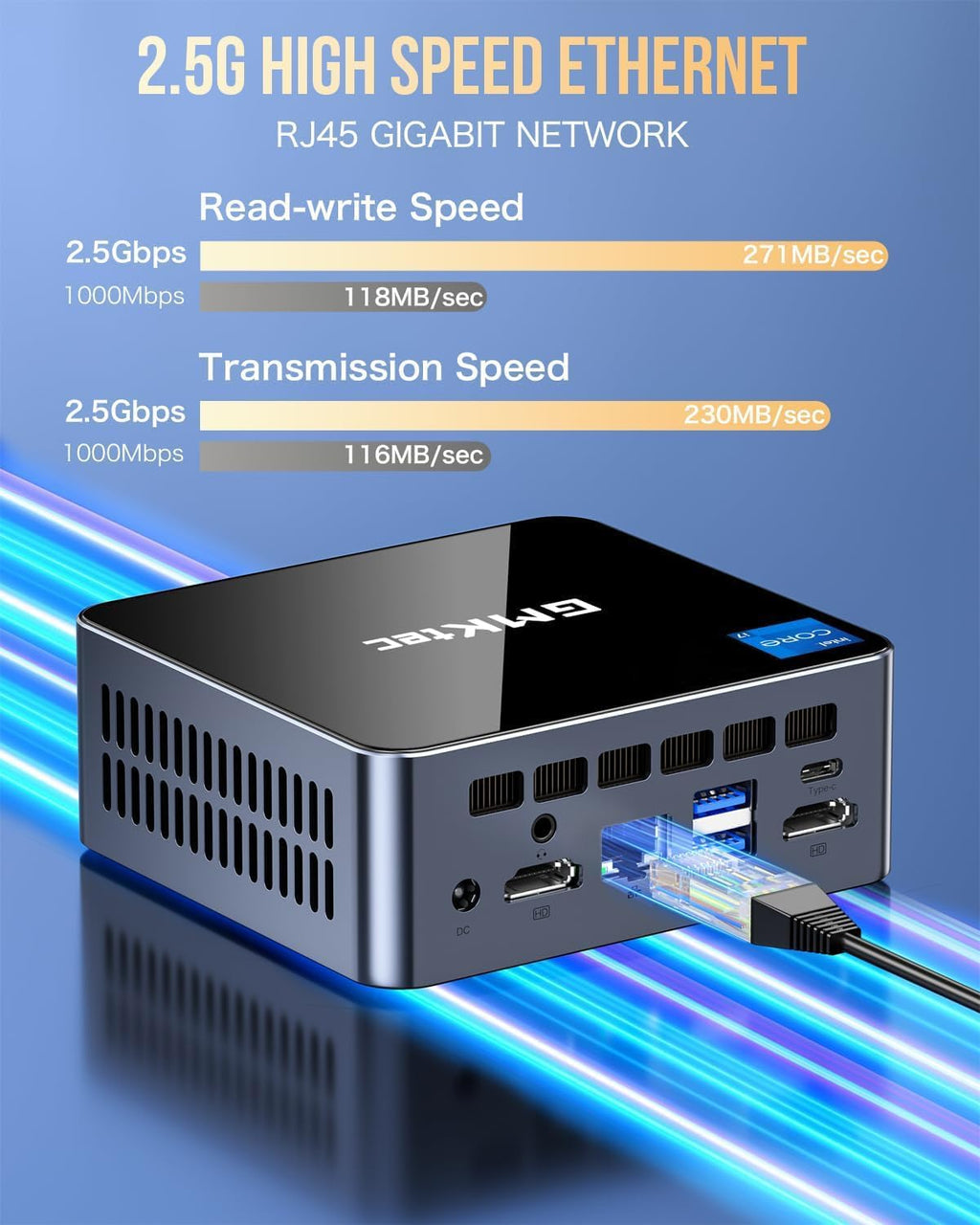 GMKtec Mini PC Intel Core i7-1185G7 (Turbo 4.8 GHz) 16GB DDR4 512GB SSD M2 Pro S Desktop Mini Computers WiFi 6, USB4.0, BT 5.2, DP, HDMI, RJ45 2.5G