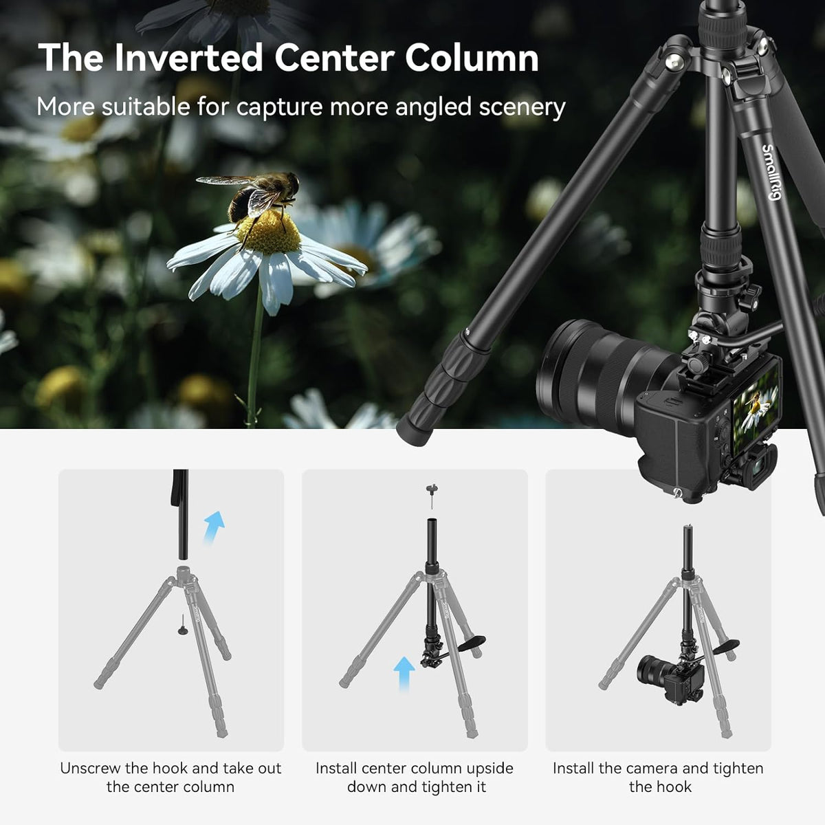 SmallRig CT180 Video Tripod, 72" Camera Tripod Monopod with Fluid Head, Aluminum Camera Tripod, 360° Panorama Fluid Head for Travel, Video, Live Streaming, Vlogging- 3760B