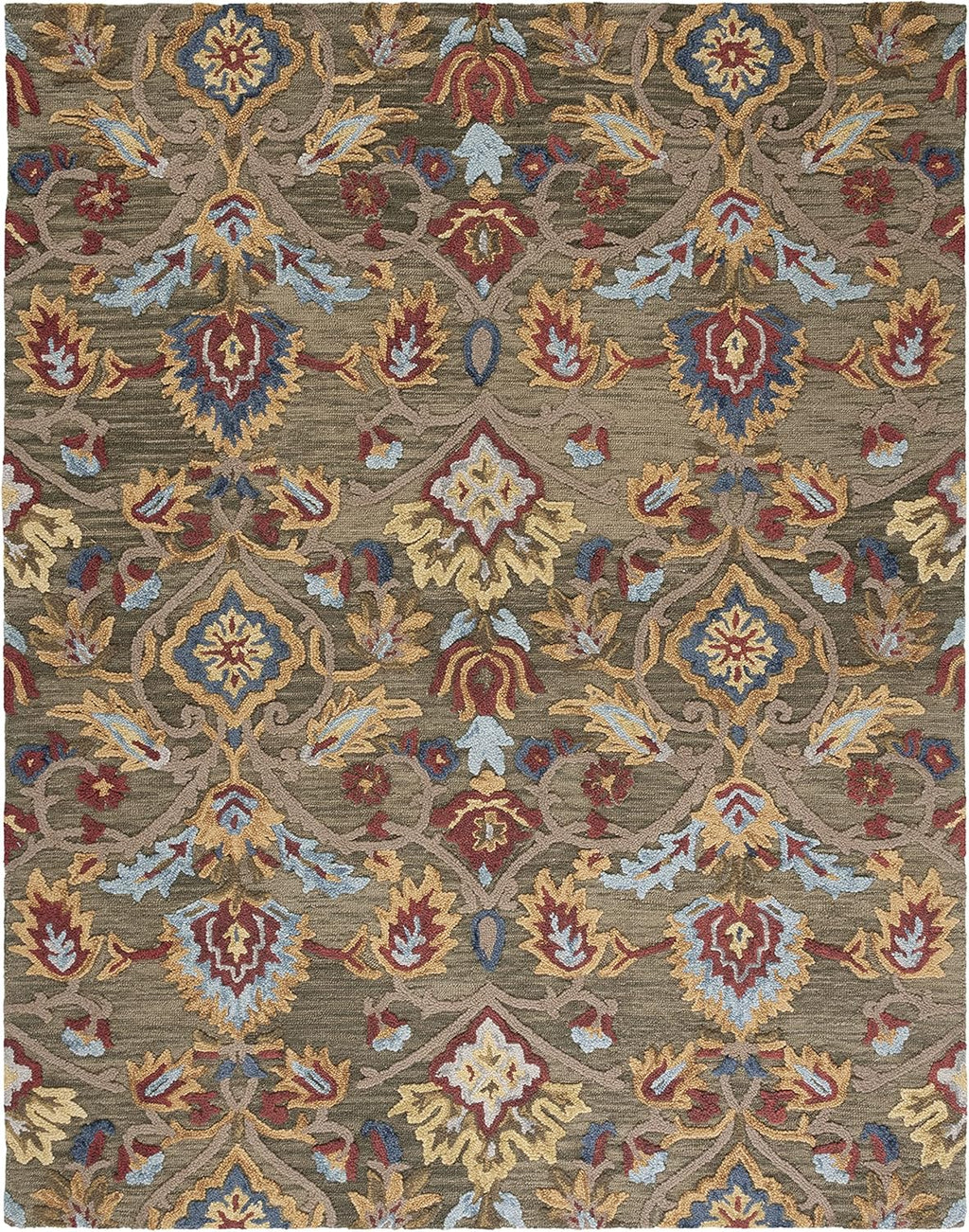 SAFAVIEH Blossom Collection Area Rug - 9' x 12', Green & Multi, Handmade Wool, Ideal for High Traffic Areas in Living Room, Bedroom (BLM402B)