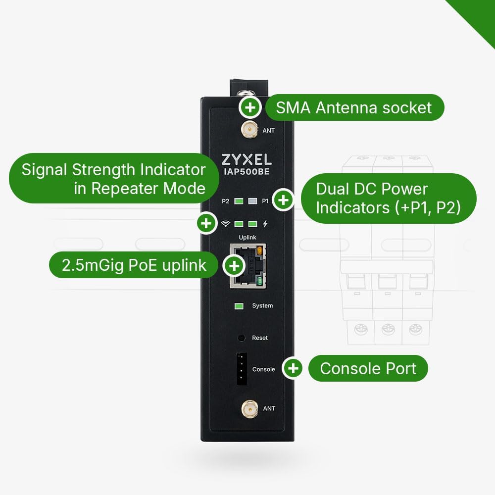 Zyxel WiFi 7 BE5000 Wireless Access Point | Industrial Robust Product Design | 4-Stream Dual-Radio | Flexible Installation | Nebula App, Cloud, Controller, or Standalone | TAA Compliant IAP500BE