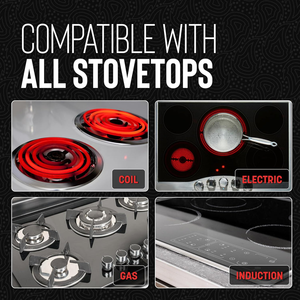 Hell's Kitchen Hybrid 2.5 Qt Saucepan + Lid, Tri-Clad Stainless Steel and Nonstick Ceramic, PFAS Free, no PFOA, no PTFE, no Teflon, Non Toxic Cookware, Metal Utensil Safe, All Cooktops and Oven Safe