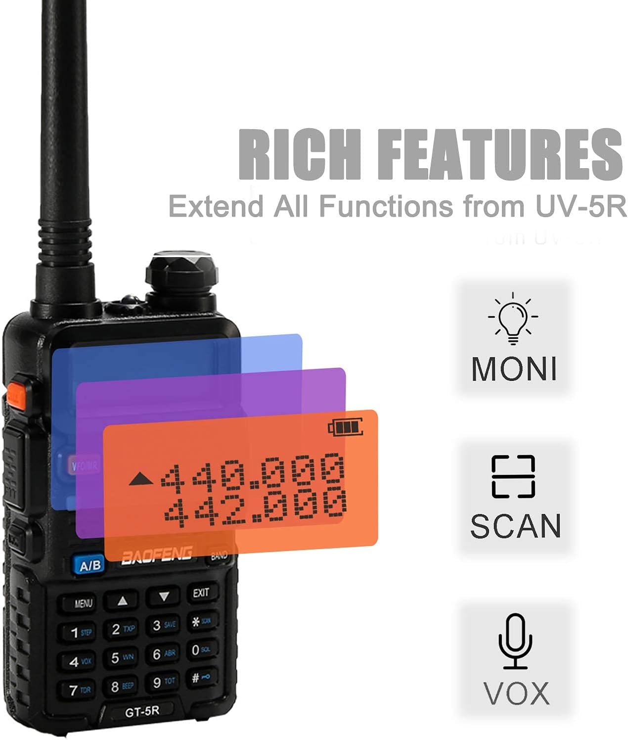 6 Pack Baofeng GT-5R Ham Radio Handheld, FCC Compliant Dual Band Two Way Radio, Long Range Rechargeable Walkie Talkies for Adults with Six-Way Charger & Programming Cable (Black)