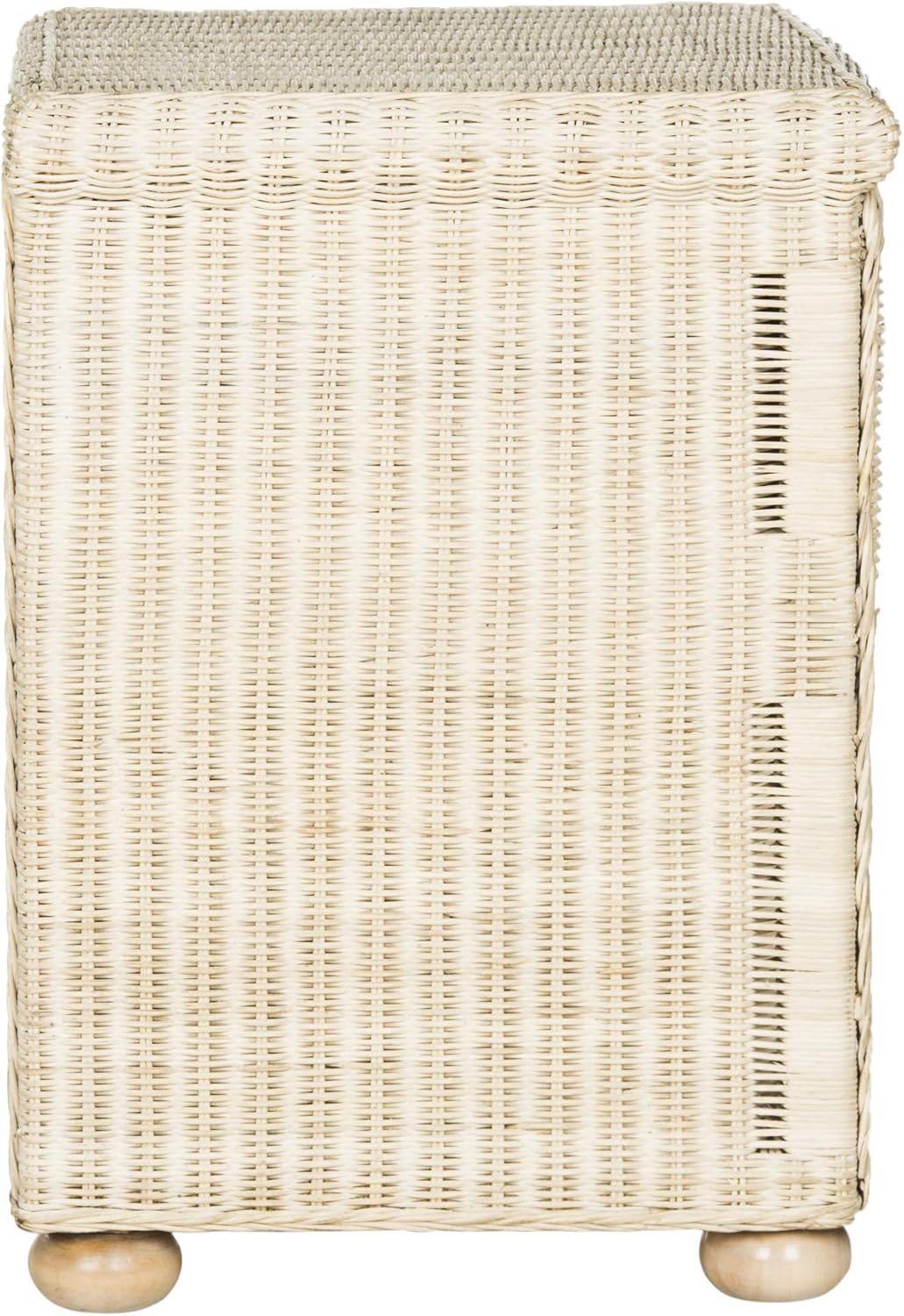 SAFAVIEH Home Collection - Adira Natural White Wash Wicker 1-Drawer Nightstand Accent Table, Coastal Boho Bedroom Storage Furniture with Shelf, 22.1"W x 16.5"D x 22.1"H (SEA8002A)