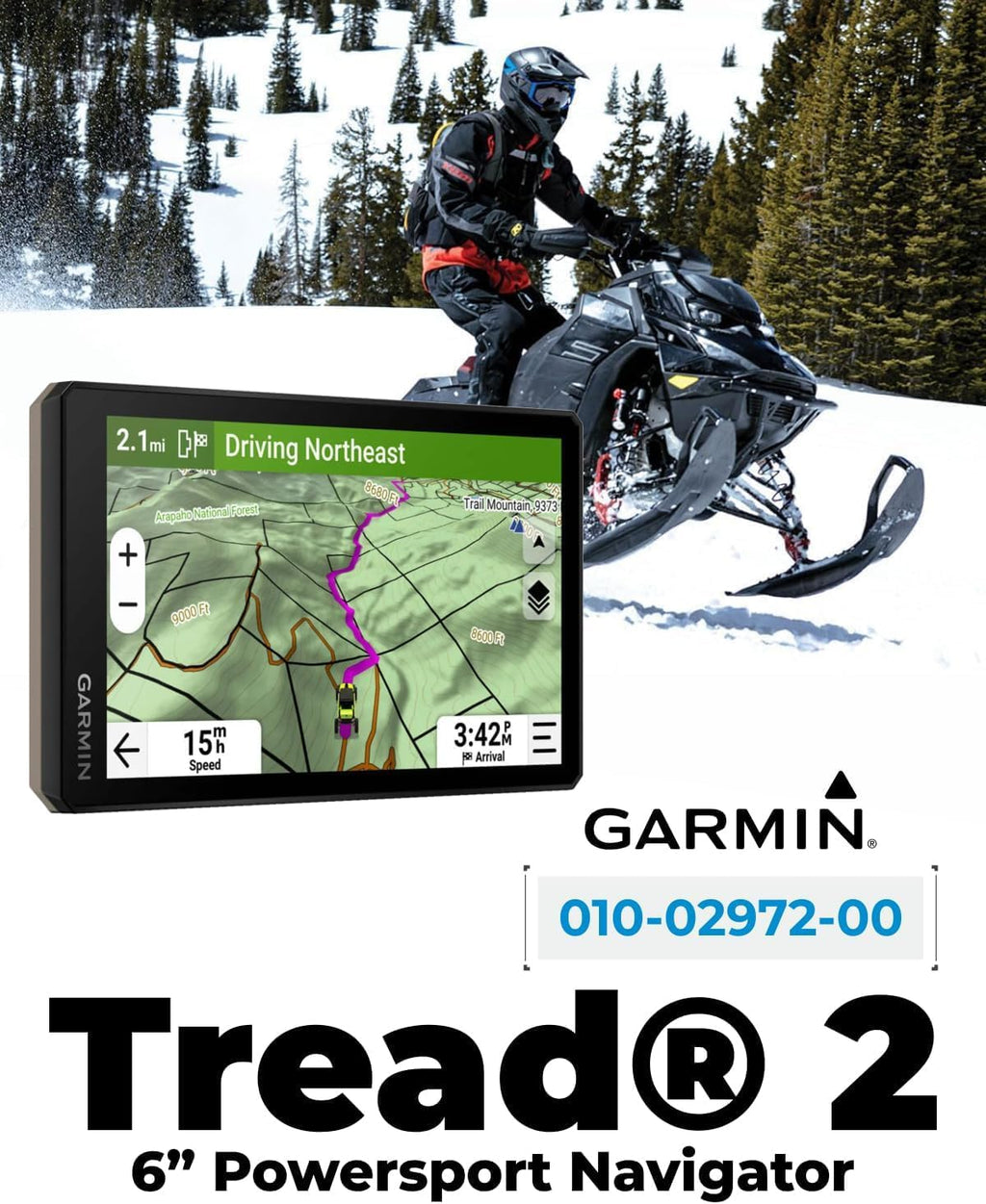 Garmin Tread 2 Powersport Navigator - 6" Glove-Friendly Display, Built for Extreme Weather, Preloaded Mapping, Snowmobile Trails for U.S. and Canada with Wearable4U Portable 5000mAh Charger Bundle