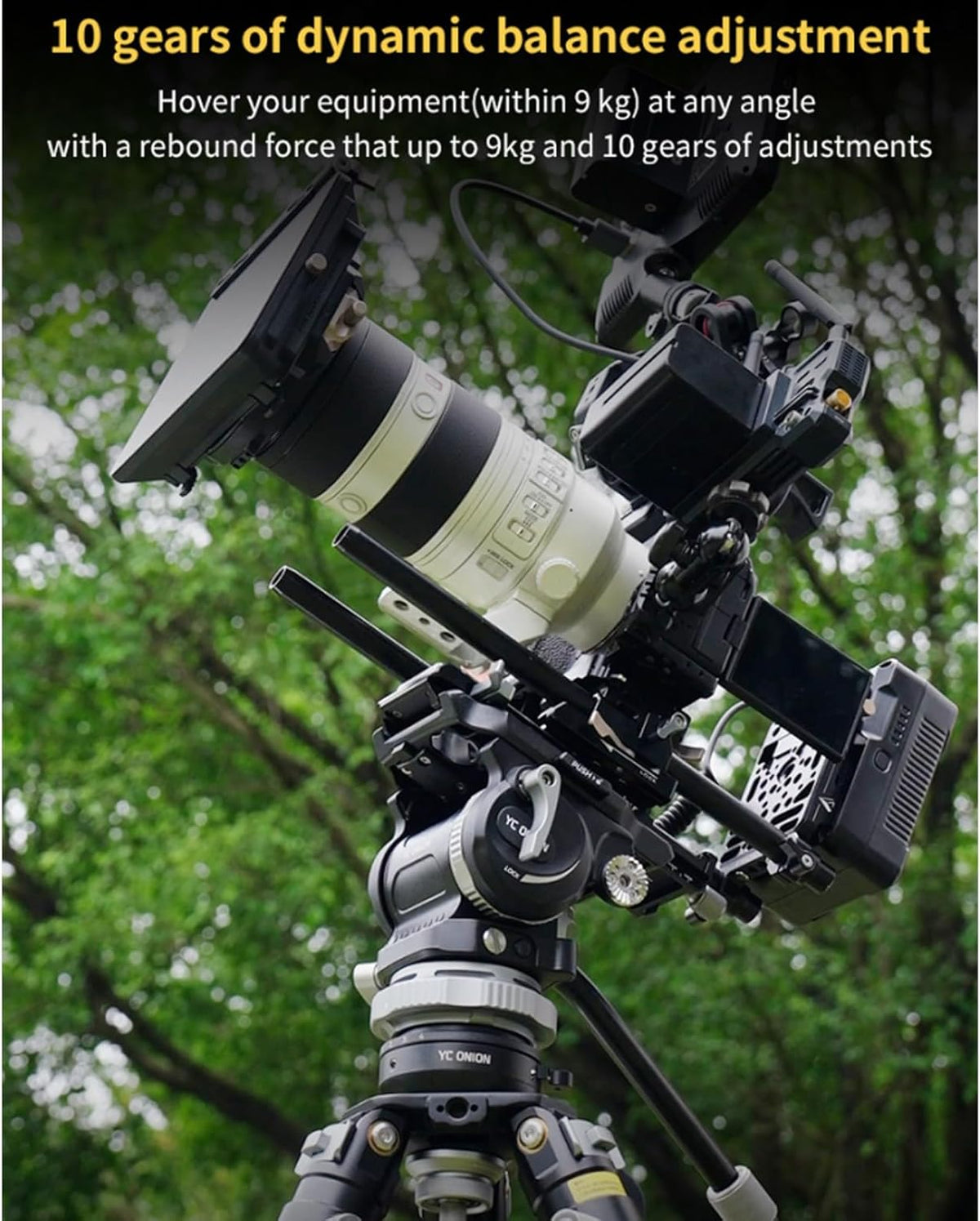 YC Onion Pineta Peak Carbon Fiber Tripod with Cedar CB7 Professional Version Counterbalanced Fluid, 75mm Bowl Head, Adjustable Legs, One Step Release Travel Camera Tripod for Mirrorless, DSLR Cameras