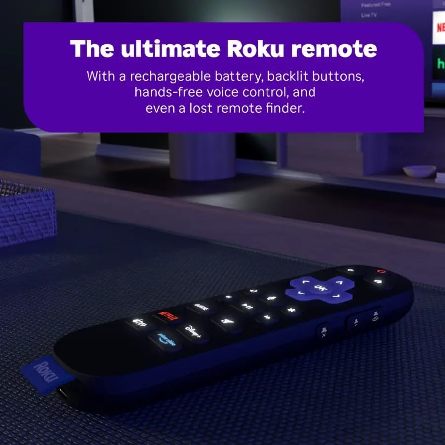 Roku Ultra Ultimate Streaming Player, 4K Streaming Device for TV, Dolby Vision & Atmos, HDR10+, Rechargeable Voice Remote Pro, Bluetooth & Wi-Fi 6, Backlit Buttons, with USB Extension Cord and HDMI