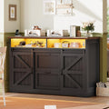 SEDETA 47.2" File Cabinet, 2 Drawers Filing Cabinets for Home Office fit Legal/Letter/A4 File, Farmhouse File Cabinet with Barn Door & Power Outlets, Printer Stand with Storage & LED Lights, Black