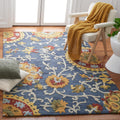 SAFAVIEH Blossom Collection Area Rug - 9' x 12', Navy & Multi, Handmade Wool, Ideal for High Traffic Areas in Living Room, Bedroom (BLM401N)