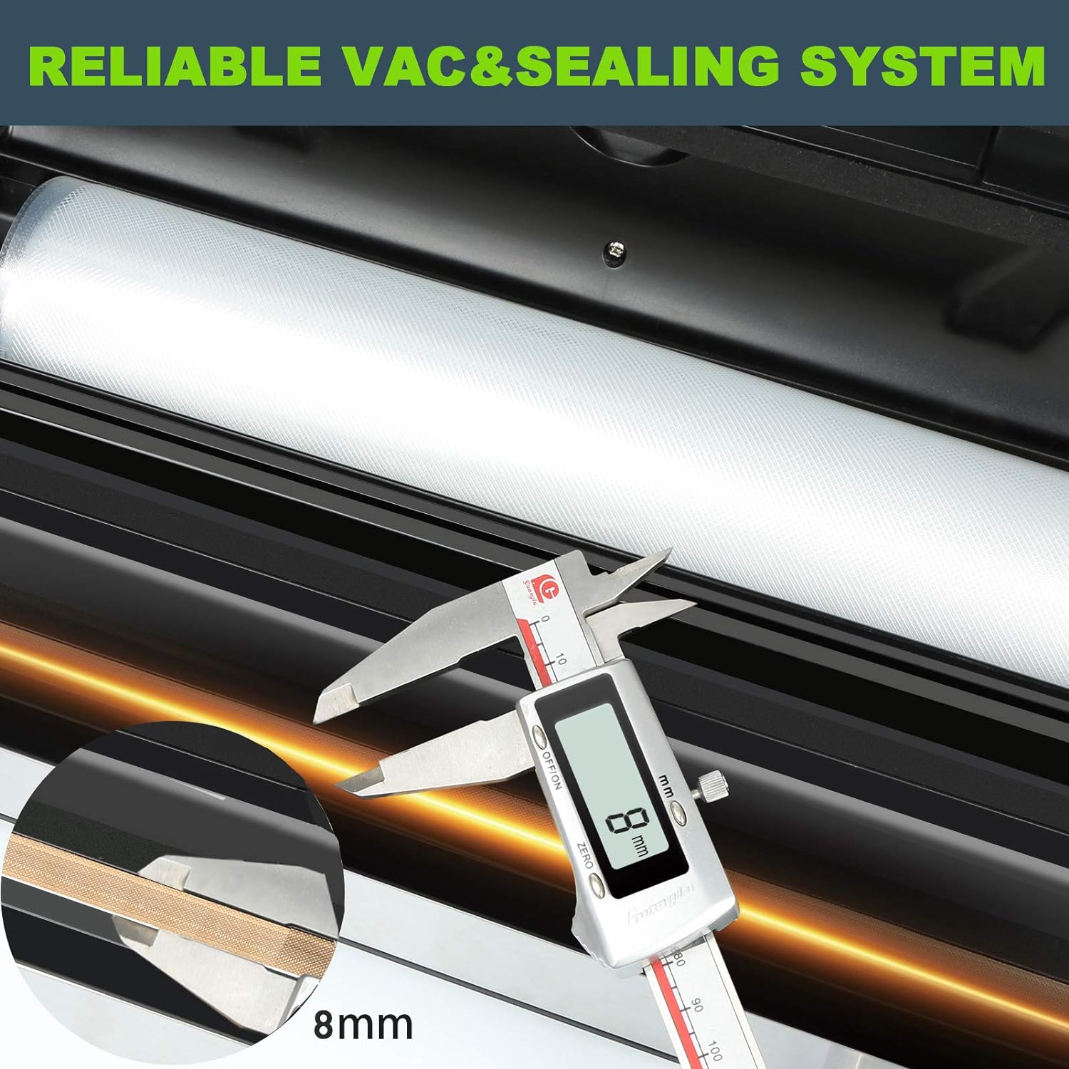 Potane Precision Vacuum Machine,Pro Food Sealer with Built-in Cutter and Bag Storage(Up to 20 Feet Length), Both Auto Manual Options,2 Modes,Includes 2 Bag Rolls 11”x16' and 8”x16',Compact Design