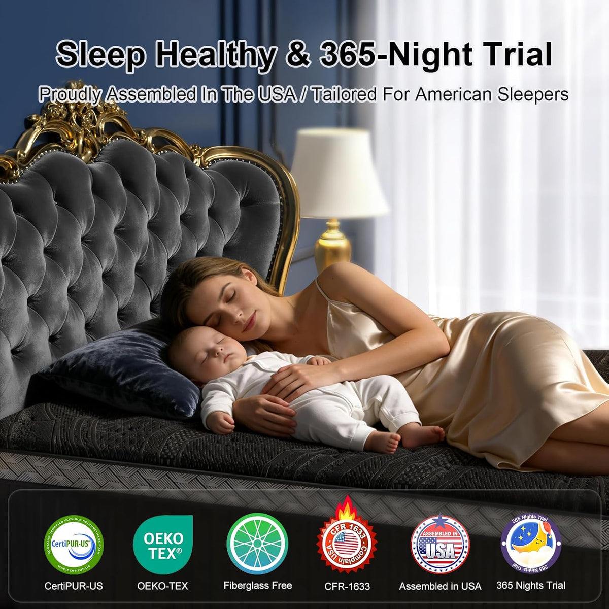 16 Inch Queen Size Mattress, Upgraded Luxury Hybrid Queen Mattress In A Box with with 7-Zone Support for Cool Night & Pressure Relief, Motion Isolation, Edge Support, Assembled in USA, Medium Firm