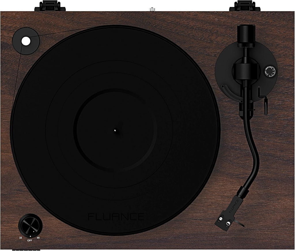 Fluance RT84 Reference High Fidelity Vinyl Turntable Record Player with Ortofon 2M Blue Cartridge, Speed Control Motor, High Mass MDF Wood Plinth, Vibration Isolation Feet - Walnut