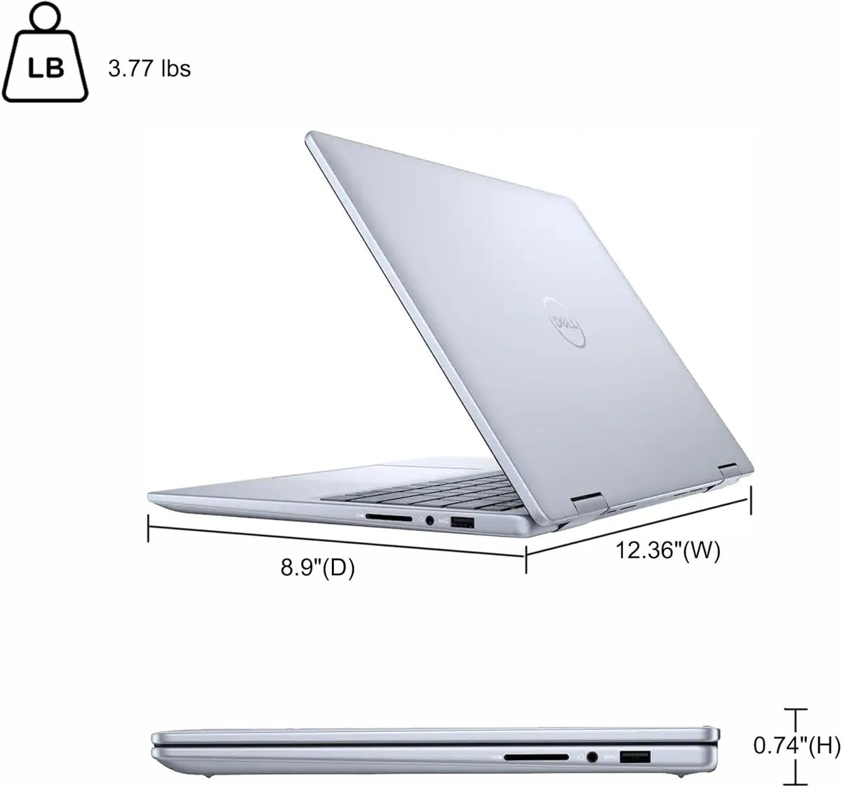 Dell Inspiron 14 7445 2-in-1 Laptop 14" WUXGA Comfortview Touchscreen AMD 6-core Ryzen 5 8640HS (>i7-1355U) 16GB RAM 1TB SSD Backlit for Creator Business Professional Work Win11
