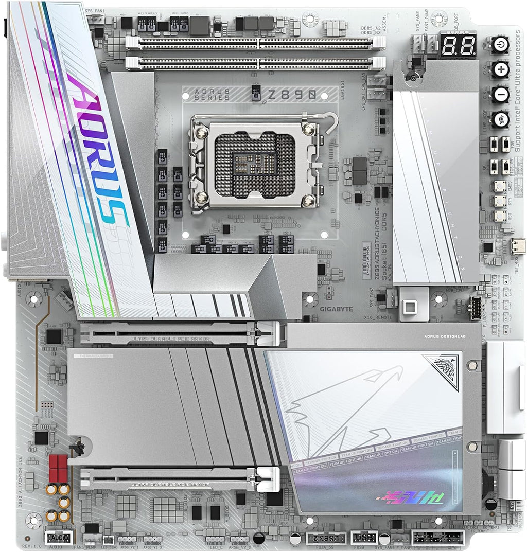 GIGABYTE Z890 AORUS Tachyon ICE Intel Core Ultra (Series 2) LGA 1851 Motherboard, E-ATX, DDR5, 4X M.2, PCIe 5.0, Thunderbolt 4, WIFI7, 5GbE LAN, D5 Bionic Corsa