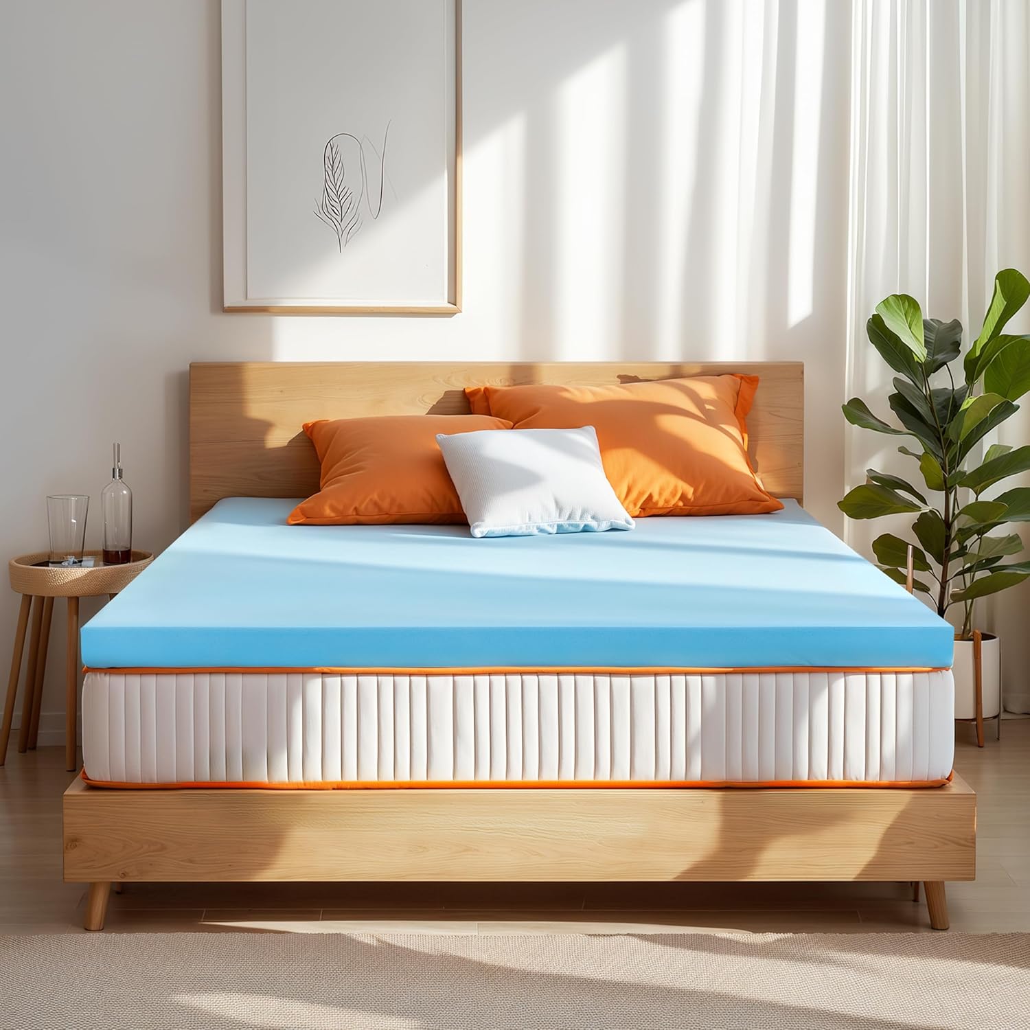 CHUN YI Memory Foam Mattress Topper, Cooling Gel Infused Bed Topper for Pressure Relief, CertiPUR-US Certified Memory Foam Mattress Pad(4", Queen)