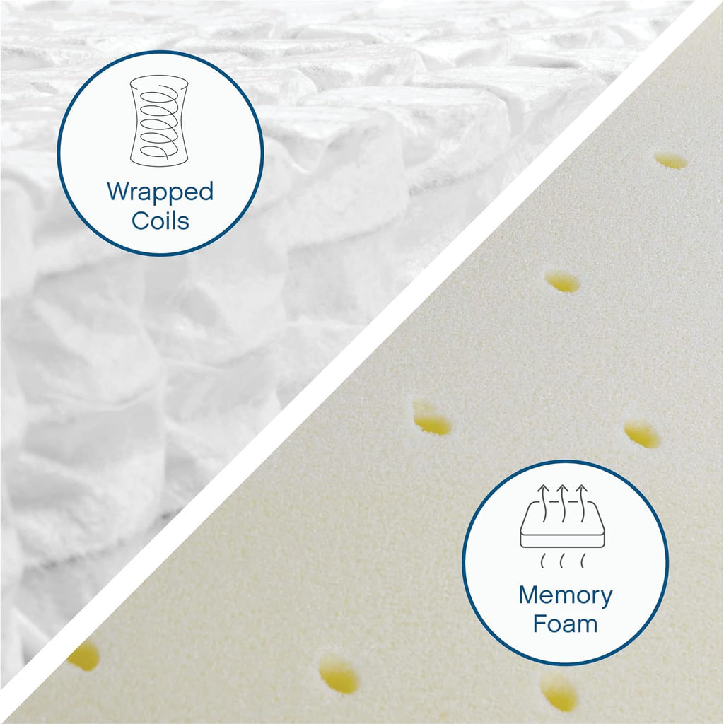 Vibe Quilted Hybrid Mattress, 12-Inch Innerspring and Pillow Top Gel Memory Foam Mattress, Fiberglass Free, CertiPUR-US Certified Bed in a Box, Twin XL, White