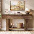 LITTLE TREE 55-Inch Entryway Table with Storage, Farmhouse Console Table for Hallway, 2-Tier Sofa Table for Behind Couch, Rustic Wood Console Table for Living Room & Foyer